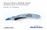 User’s Guide230750-101 Rev. H 9 Introduction Congratulations on your purchase of the Tono-Pen AVIA Vet® veteri-nary tonometer. The Tono-Pen AVIA Vet tonometer is a prescription