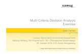 Multi-Criteria Decision Analysis Exercise · 2016. 10. 19. · Exercise Judit Lienert Lecture: Advanced Environmental Assessments Stefanie Hellweg; Rolf Frischknecht / IfU – Ökologisches