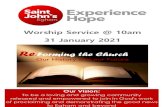 Worship Service @ 10am 31 January 2021€¦ · Worship Service @ 10am 31 January 2021 Our Vision: To be a loving and growing community released and empowered to join in God's work