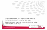 Claimants of Jobseeker's Allowance (JSA) · 2019. 9. 25. · Scotland or Wales, are available for work and actively seeking employment. A person may apply to claim JSA if they work
