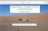 RESOURCE RISING STARS CONFERENCE For personal use only · Market Cap.(at 1.1 cent) ~$3.3 million Cash (end March 2014) ~$1.34 million Debt Nil Enterprise Value Chris$1.96 million