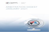 ARBITRATION DIGEST JANUARY 2021 · 2021. 2. 4. · RUSADA Announces It Will Not Challenge the CAS Award . On 25 January 2021, RUSADA released an official statement, announcing that