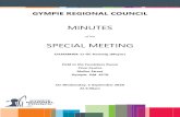 MINUTES SPECIAL MEETING - Gympie Council...2020/09/02  · Special Meeting Minutes 2 September 2020 Page 2 of 5 Gympie Regional Council SPECIAL Mayor GC Hartwig (Chairman) Crs J Milne,
