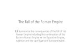 The Fall of the Roman Empire - WordPress.com...The Fall of the Roman Empire 7.2 Summarize the consequences of the fall of the Roman Empire including the continuation of the Eastern