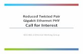 Gigabit Ethernet PHY Call for Interest...Magnus Eek – Volvo Daniel Feldman – Microsemi Kenneth Furge – XS Embedded – Yong Kim – Broadcom Scott Kipp – Brocade Oliver Kleineberg