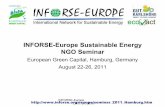 INFORSE-Europe Sustainable Energy NGO Seminar · 2011. 9. 6. · SPARE EDUCATION INFORSE-Europe Sustainable Energy Seminar August 22-25, 2011 Gut Karlshohe, Hamburg, Germany Text