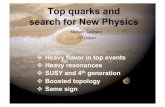 Top quarks and search for New Physics - IDPASCMichele Gallinaro - "Top quark and search for New Physics" - March 26, 2012 1 ! Heavy flavor in top events ! Heavy resonances ! SUSY and