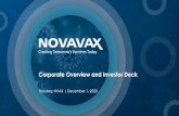 Corporate Overview and Investor Deck - Novavax...2020/12/01  · Corporate Overview and Investor Deck novavax.com 2 Safe Harbor Statement Certain information, particularly information