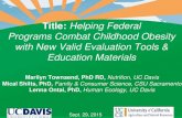 Title: Helping Federal Programs Combat Childhood Obesity with … · 2019. 9. 25. · Title: Helping Federal Programs Combat Childhood Obesity with New Valid Evaluation Tools & Education