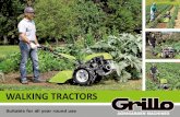 WALKING TRACTORS...implements. The attachment is locked to the walking tractor by turning a lever, no mounting bolts are needed. The tiller is 58 cm and adjustable, the tem-pered steel