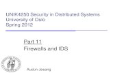 Part 11 Firewalls and IDS - its-wiki.no · 2014. 1. 28. · –Checkpoint Firewall-1 –Cisco PIX (integrated hardware & software) ... • SysAdmin must create Internal PKI Root and