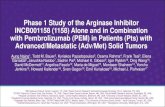 Phase 1 Study of the Arginase Inhibitor INCB001158 (1158 ......Phase 1 Study of the Arginase Inhibitor INCB001158 (1158) Alone and in Combination with Pembrolizumab (PEM) in Patients