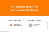 An interface theory for service-oriented design · 2011. 1. 6. · José Fiadeiro and Antónia Lopes Thursday, 6 January 2011. ssois2011 Alfaro & Henzinger on CBD Thursday, 6 January