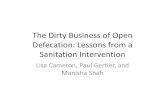 The Dirty Business of Open Defecation: Lessons from a ...cega.berkeley.edu/assets/miscellaneous_files/PacDev_2013...• Open Defecation • Health – Diarrhea – Parasites – Anemia