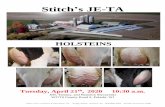 Stitch’s JE-TA...Tuesday, April 21th, 2020 10:30 a.m. Jeff, Tammy, and Brandon Styczynski W2710 County Road S, Pulaski, WI Stitch’s JE-TA HOLSTEINS Miller ‘N Co. Auctions & Appraisals,