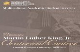 Martin Luther King, Jr. Oratorical Contest · 2020. 11. 9. · The Dr. Martin Luther King, Jr. CommUNITY Peace Brunch will be held on Monday, January 18, 2021. Students, faculty,