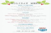 Holiday Menu...Holiday Dessert PLATED - $55 LUNCH, $60 DINNER o BUFFET - $65 LUNCH, $70 DINNER Subject to 20% taxable service charge and 9% sales tax REDS 06/14 Holiday Menu h i s