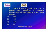 1. A force acts on a particle and displaces it through ...kea.kar.nic.in/vikasana/physics_cet/e14_answers.pdf · 1. A force acts on a particle and displaces it through. The value