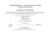 Alpha CD50 - FREE BOILER MANUALSThe Alpha CD50 boiler requires a gas rate of 3.44 m³/h (121.4 ft³/h). The meter and supply pipes must be capable of delivering this quantity of gas
