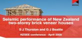 Seismic performance of New Zealand two-storey brick veneer …db.nzsee.org.nz/2009/Pres21.pdf · 2012. 1. 20. · Ties are robustly screwed. Ties are proven (via AS/NZS 2699) to carry: