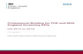 Professional Briefing for PHE and NHS England Screening KPIs...Professional Briefing for PHE and NHS England Screening KPIs Q3 2015 to 2016 9 ID2: Timely referral of hepatitis B positive