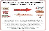 Holiday City Organization Newsletter September 2020 ...HOLIDAY CITY COMMUNITY WIDE YARD SALE sale sale YažAd SalQ Yapa Sale sale sate September 12th we will be organizing a community