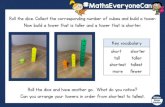 Roll the dice. Collect the corresponding number of cubes ...€¦ · #MathsEveryoneCan Roll the dice. Collect the corresponding number of cubes and build a tower. Now build a tower