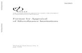 Format for Appraisal of Microﬁnance Institutions · 2016. 7. 10. · Technical Tool Series No. 4 July 1999 Public Disclosure Authorized 34260 ... (CGAP is beginning work on a new