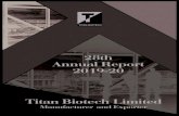 28 th Annual Report 2019-20 Titan Biotech Limited · 2020. 8. 27. · Annual Report 2019-20 Titan Biotech Limited Manufacturer and Exporter. 1 TITAN BIOTECH LIMITED COMPANY INFORMATION