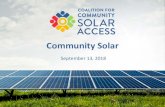 Community Solar - cnee · 2019. 9. 9. · Community Solar 101. What is community solar? Community solar refers to local solar arrays shared by individual community members, who receive