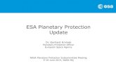 ESA Planetary Protection Update · 2020. 12. 14. · Planetary protection category: TGO-Cat. III, EDM-Cat. IVa Planetary protection approach: Orbital lifetime for TGO, bioburden controlled