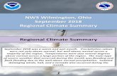 NWS Wilmington, Ohio September 2018 Regional Climate …...Severe Weather A tornado occurred on the east side of Columbus near Bexley from 553am-557am on September 26th. The tornado