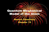 Quantum Mechanical Model of the Atom...Quantum Mechanical Model or Wave model •Small, dense, positively charged nucleus surrounded by electron clouds of probability. Does not define