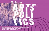 M.A. in Arts Politics - Tisch School of the Arts...The Arts Politics M.A. is responsive to demanding political contexts and the dreams of diverse student cohorts. This one-year program