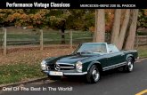 Performance Vintage Classicos · 2021. 1. 22. · History Years Produced 1963–1967 Units Produced: 19,831 Stuttgart-Untertürkheim, Germany Body style 2 door Roadster, Sports car