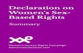 Declaration on Women’s Sex- Based Rights · 2020. 1. 19. · human female, the category of lesbian should mean an adult human female whose sexual orientation is towards other adult