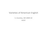 Varieties of American English - uni-bielefeld.deCharacteristics of Black English: "In the 'tense' system of many West African languages, or more properly the 'aspect‐tense' system,