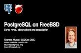 PostgreSQL on FreeBSD...PostgreSQL 12: Change WAL file behaviour for ZFS • PostgreSQL traditionally “reycles” 16MB write ahead log ﬁles, by renaming old ones into place. If