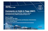 Comments on Holló & Papp (2007) · Comments on Holló & Papp (2007) Assessing Household Credit Risk: Evidence from a Household Survey, MNB Occasional Paper # 70 Peter R. Haiss* EuropaInstitut