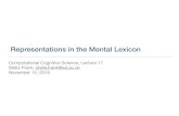 Representations in the Mental Lexicon · A better mental lexicon Requirement for a good theory of a mental lexicon: • Accounts for and can predict human lexical processing behaviour