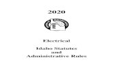 2020...2020 Electrical Electrical Idaho Statutes and Administrative Rules Table of Contents Idaho Statutes TITLE 54. PROFESSIONS, VOCATIONS, AND BUSINESSES CHAPTER 10. …