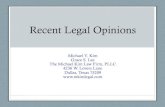 Recent Legal Opinions · 2019. 9. 30. · Recent Legal Opinions Michael Y. Kim Grace S. Lee The Michael Kim Law Firm, PLLC 4236 W. Lovers Lane Dallas, Texas 75209