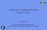 Regulatory Update Meeting May 4, 2017 Regulatory Update... · 2017. 9. 22. · Regulatory Update Meeting May 4, 2017 Sana Qureshi . Office of the Assistant Commissioner . Site Remediation