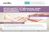 Level 2 Certificate in Principles of Working with Individuals with … · 2017. 11. 6. · Individuals with Learning Disabilities Level 2 Certificate in There are an estimated 1.5