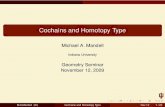 Cochains and Homotopy Type - Indiana UniversityA cochain theory is a functor from spaces to chain complexes that satisﬁes a homotopy version of the gluing condition and sends homotopy