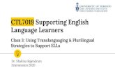 CTL7019 Supporting English Language Learners Merrill Swain: input alone is not enough; learners need
