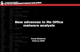 New advances in Ms Office malware analysis advances in Ms... · 2009. 10. 31. · Typical MS Office Shellcode behavior When a bug in a MS Office application gets triggered… Shellcode