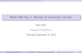 Math 600 Day 1: Review of advanced Calculusryblair/Math 600/papers/Lec1... · 2010. 9. 16. · Outline 1 Diﬀerentiation Chain Rule Partial Derivatives Critical Points Inverse Function