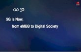 5G is Now, from eMBB to Digital Society•Numerology •Native Massive MIMO Architecture •UL&DL Decoupling •CU-DU Split uRLLC Baseline NR Improvement Vertical Digitalization Spectrum