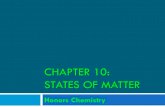 CHAPTER 10: STATES OF MATTER CH 10 Notes.pdf · 2020. 7. 17. · CHAPTER 10.1 KINETIC MOLECULAR THEORY . Kinetic-Molecular Theory of Matter ... vapor below its boiling point ... Heats